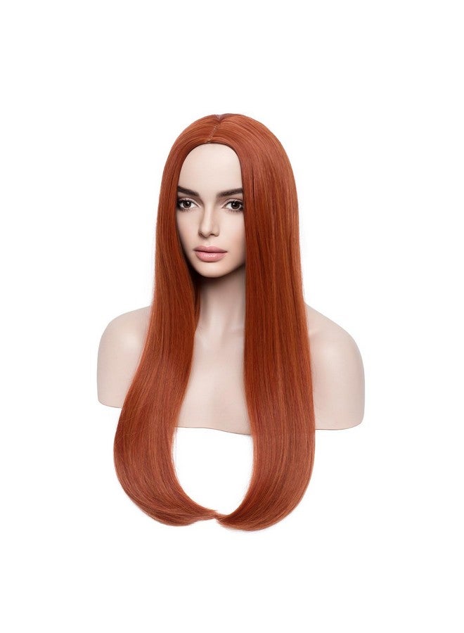 BERON 26'' Long Straight Hair Cosplay Costume Party Wig With Wig Cap (Dark Orange) - Image 4