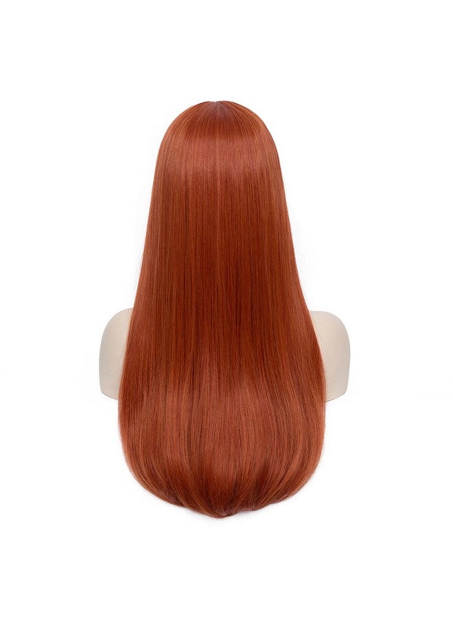 BERON 26'' Long Straight Hair Cosplay Costume Party Wig With Wig Cap (Dark Orange) - Image 5