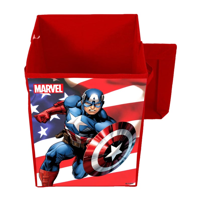 Kuber Industries Marvel Captain America Print Foldable Laundry Basket|Clothes Storage Basket With Handle & Lid,60 Ltr.Pack of 2 (Red) - Image 3