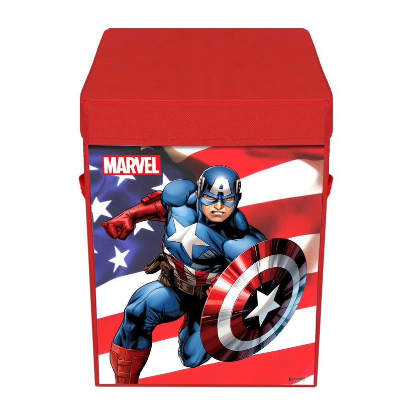Kuber Industries Marvel Captain America Print Foldable Laundry Basket|Clothes Storage Basket With Handle & Lid,60 Ltr.Pack of 2 (Red) - Image 2