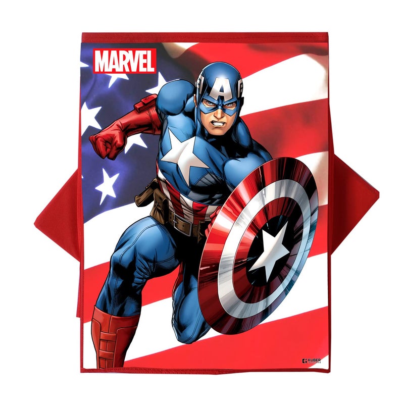 Kuber Industries Marvel Captain America Print Foldable Laundry Basket|Clothes Storage Basket With Handle & Lid,60 Ltr.Pack of 2 (Red) - Image 4