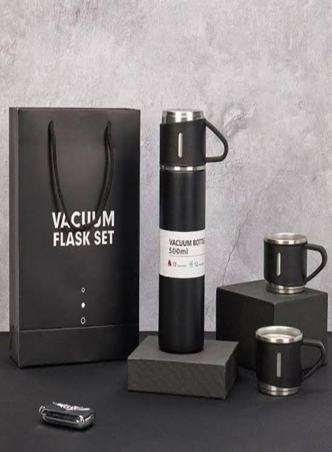 EDBINOL Stainless Steel Vacuum Flask Set with 2 Cups | 500ml Bottle Combo for Hot & Cold Beverages | Vacuum Insulated Water Flask Bottle for Tea, Coffee, Juice, Travel Use (Multicolor) – Not a Thermos - Image 2