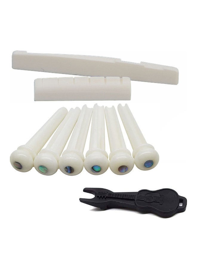 NIBEMINENT - 6 Pieces Natural Cattle Bone Guitar Nut And Pins Puller For Folk Replacement Accessories - Image 1