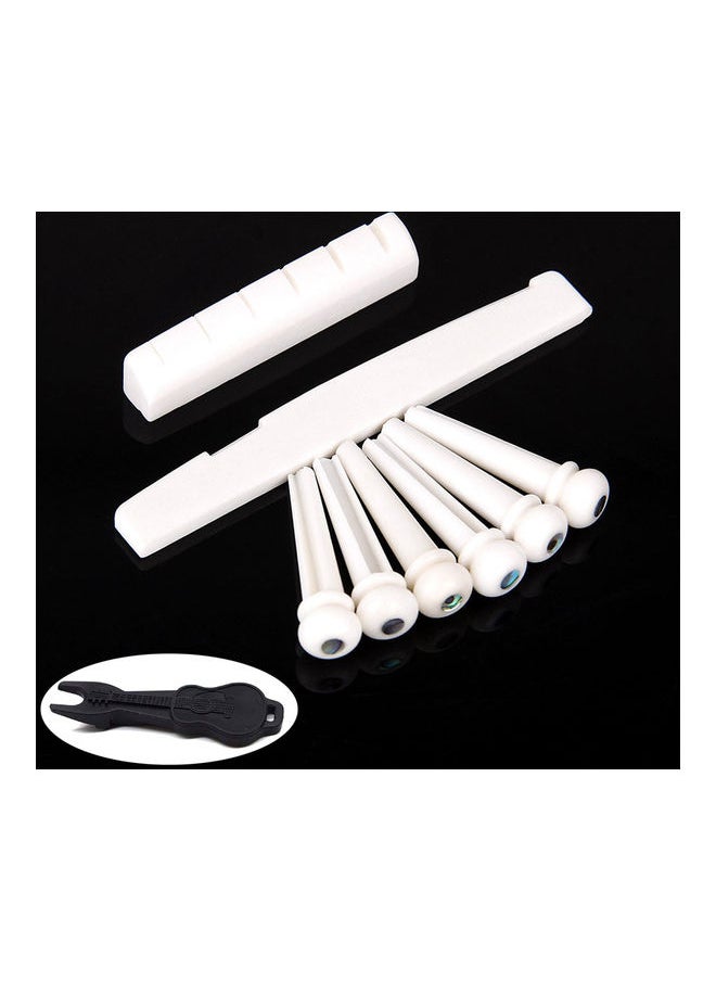 NIBEMINENT - 6 Pieces Natural Cattle Bone Guitar Nut And Pins Puller For Folk Replacement Accessories - Image 1