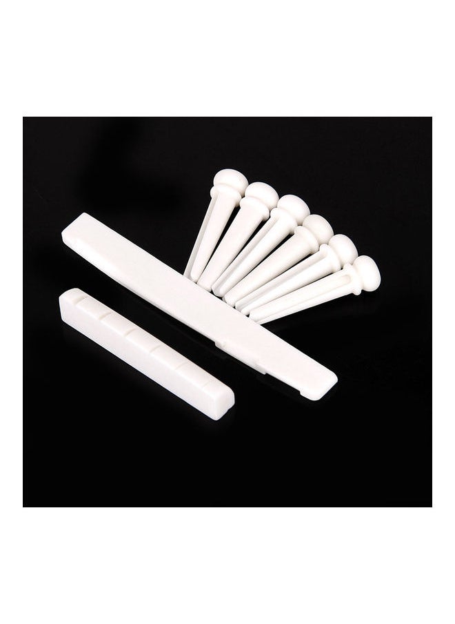NIBEMINENT - 6 Pieces Natural Cattle Bone Guitar Nut And Pins Puller For Folk Replacement Accessories - Image 1