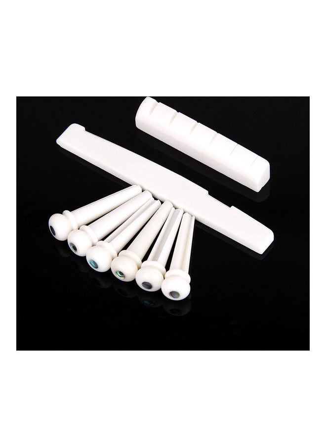 NIBEMINENT - 6 Pieces Natural Cattle Bone Guitar Nut And Pins Puller For Folk Replacement Accessories - Image 1
