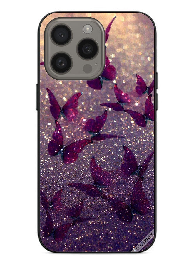 Covernex Protective Case Cover For Apple iPhone 15 Pro Max Glitter Butterflies - Image 1
