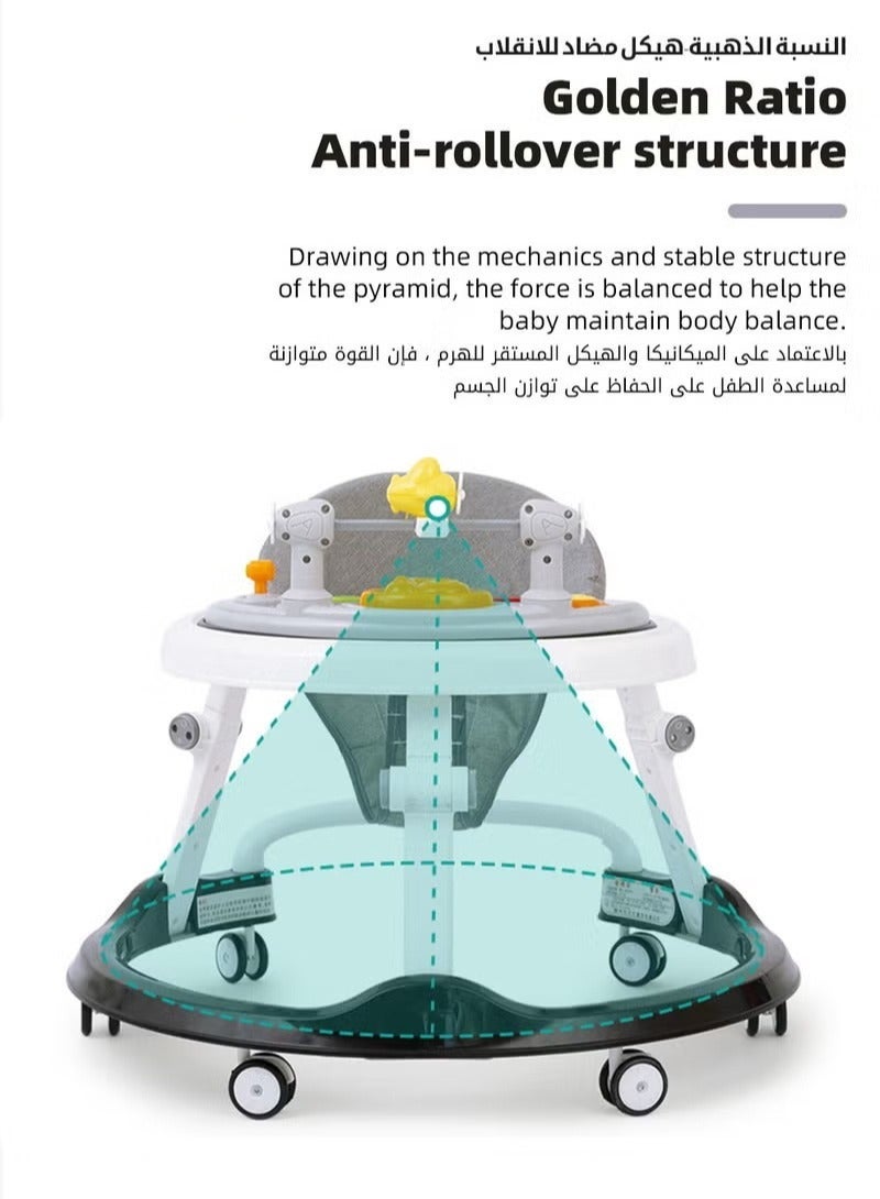 ميكسد مشاية أطفال 3 في 1 مع مقبض دفع الوالدين ، مشايات أطفال بعجلات ، ارتفاع قابل للتعديل متعدد الوظائف ووسادة مقعد مريحة كبيرة ، حصيرة ترامبولين قابلة للفصل للرضع والأولاد والبنات - Image 5