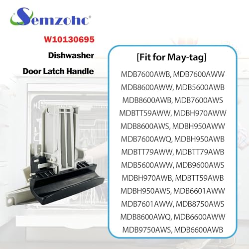 Semzohc Dishwasher Door Latch Handle Fit for May-tag Quiet Series 300 Dishwasher Handle MDB7600AWB, MDB7600AWW, MDB8600AWW, MDB5600AWB, MDB8600AWB, MDB7600AWS, MDBTT59AWW, MDBH970AWW - Image 2
