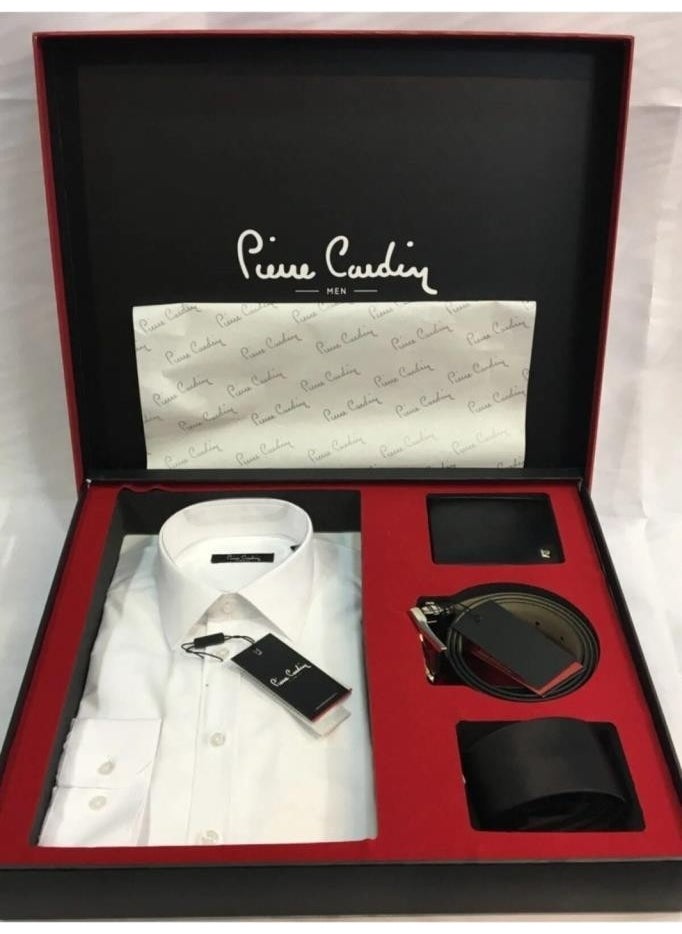 pierre cardin طقم قميص وحزام ومحفظة وربطة عنق من Pierre Cardin مكون من 4 قطع 03  - Image 1