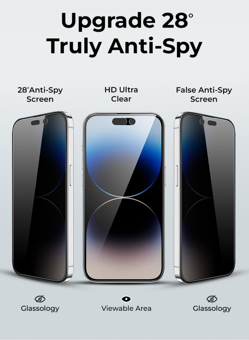جلاسولوجي 2Pack Privacy Screen Protector for iPhone 16 Pro 6.9, Easy Install, Case Friendly, Anti Spy, Anti Fingerprint, Bubble Free, 100% Privacy Protection, Includes Installation Tool - Image 3