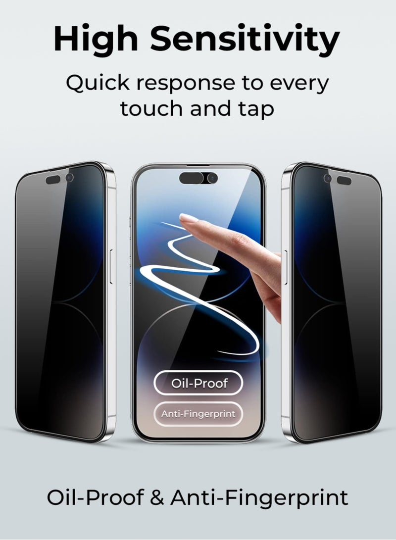 جلاسولوجي 2Pack Privacy Screen Protector for iPhone 16 Pro 6.9, Easy Install, Case Friendly, Anti Spy, Anti Fingerprint, Bubble Free, 100% Privacy Protection, Includes Installation Tool - Image 5