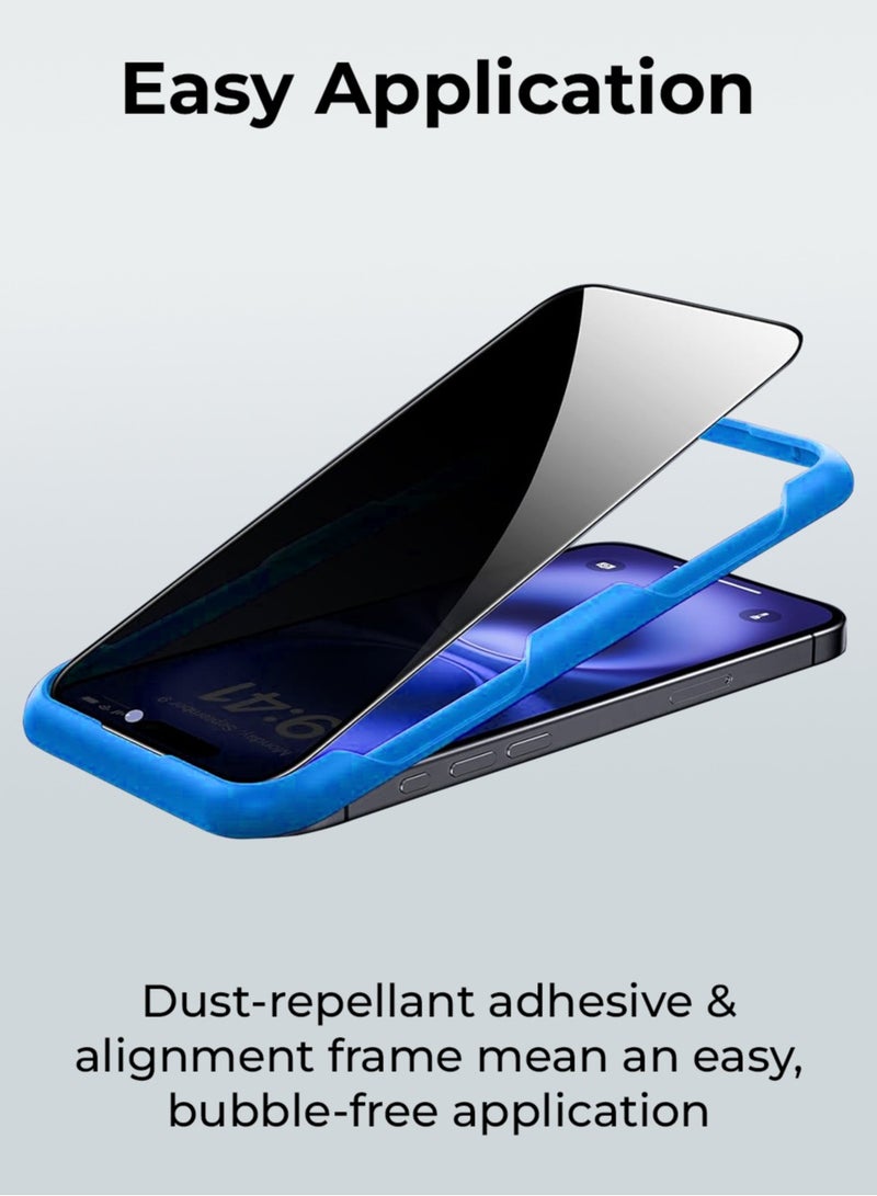جلاسولوجي 2Pack Privacy Screen Protector for iPhone 16 Pro 6.9, Easy Install, Case Friendly, Anti Spy, Anti Fingerprint, Bubble Free, 100% Privacy Protection, Includes Installation Tool - Image 4