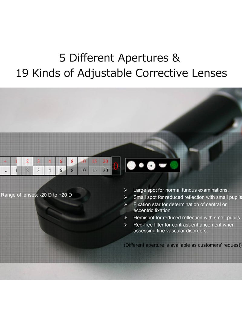 Generic Direct Ophthalmoscope 5 Different Apertures Professional Portable Handheld Ophthalmoscope Eyes Ophthalmic Diagnostic Supplies  - Image 4