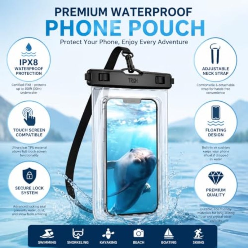 Waterproof Phone Pouch 2 Pack, IPX8 Waterproof Mobile Case Dry Bag for iPhone 17 16 15 14 13 Pro Max, Samsung Galaxy S24 S23 Ultra, Universal Phone Cover Up to 7 Inch - Image 4