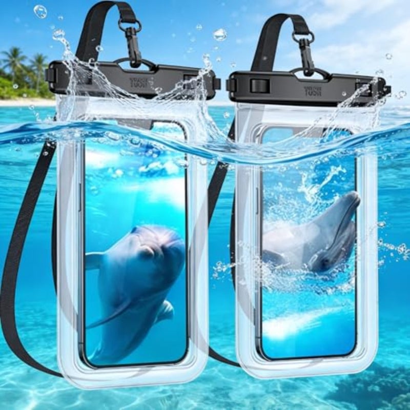 Waterproof Phone Pouch 2 Pack, IPX8 Waterproof Mobile Case Dry Bag for iPhone 17 16 15 14 13 Pro Max, Samsung Galaxy S24 S23 Ultra, Universal Phone Cover Up to 7 Inch - Image 2