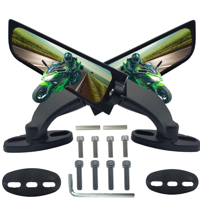 Vrweare Large Size Motorcycle Mirrors Wing Rearview Mirrors Compatible With Kawasaki Ninja 300 400 650 Zx6R Honda Cbr300R Cbr500R Cbr600Rr Cbr1000Rr Suzuki Gsxr 600 750 Yamaha R15 R25 Yzf600R - Image 1