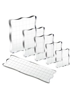 SYOSI Acrylic Stamp Block, Clear Stamps Block with Grid Lines, Assorted Sizes Blocks Decorative Blocks, for Scrapbooking Crafts Card Making, 6 Pcs