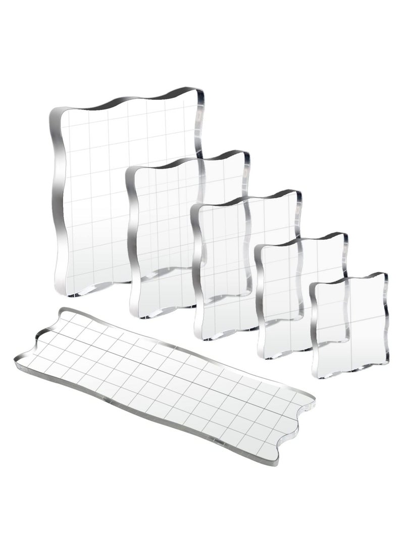 Y&D - SYOSI Acrylic Stamp Block, Clear Stamps Block with Grid Lines, Assorted Sizes Blocks Decorative Blocks, for Scrapbooking Crafts Card Making, 6 Pcs - Image 1