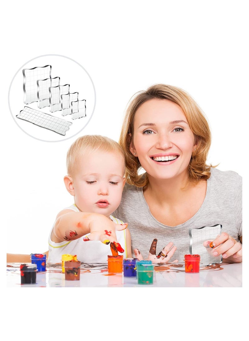 Y&D - SYOSI Acrylic Stamp Block, Clear Stamps Block with Grid Lines, Assorted Sizes Blocks Decorative Blocks, for Scrapbooking Crafts Card Making, 6 Pcs - Image 1