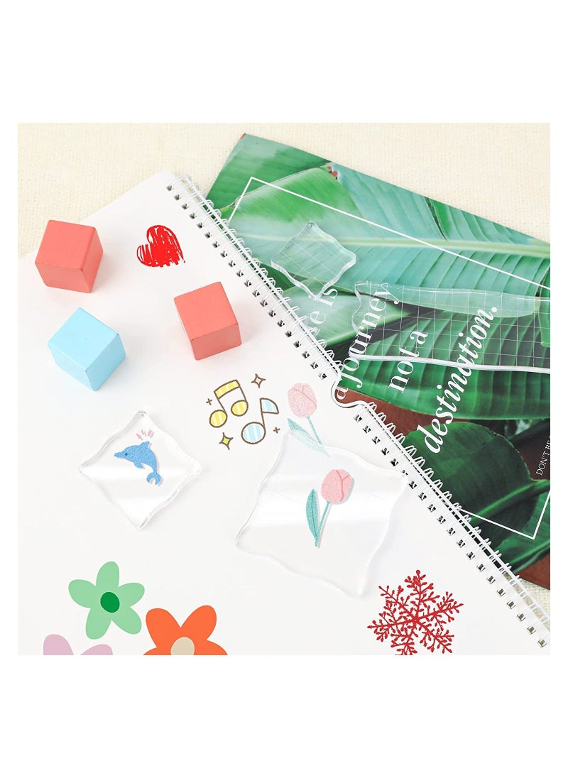 Y&D - SYOSI Acrylic Stamp Block, Clear Stamps Block with Grid Lines, Assorted Sizes Blocks Decorative Blocks, for Scrapbooking Crafts Card Making, 6 Pcs - Image 1