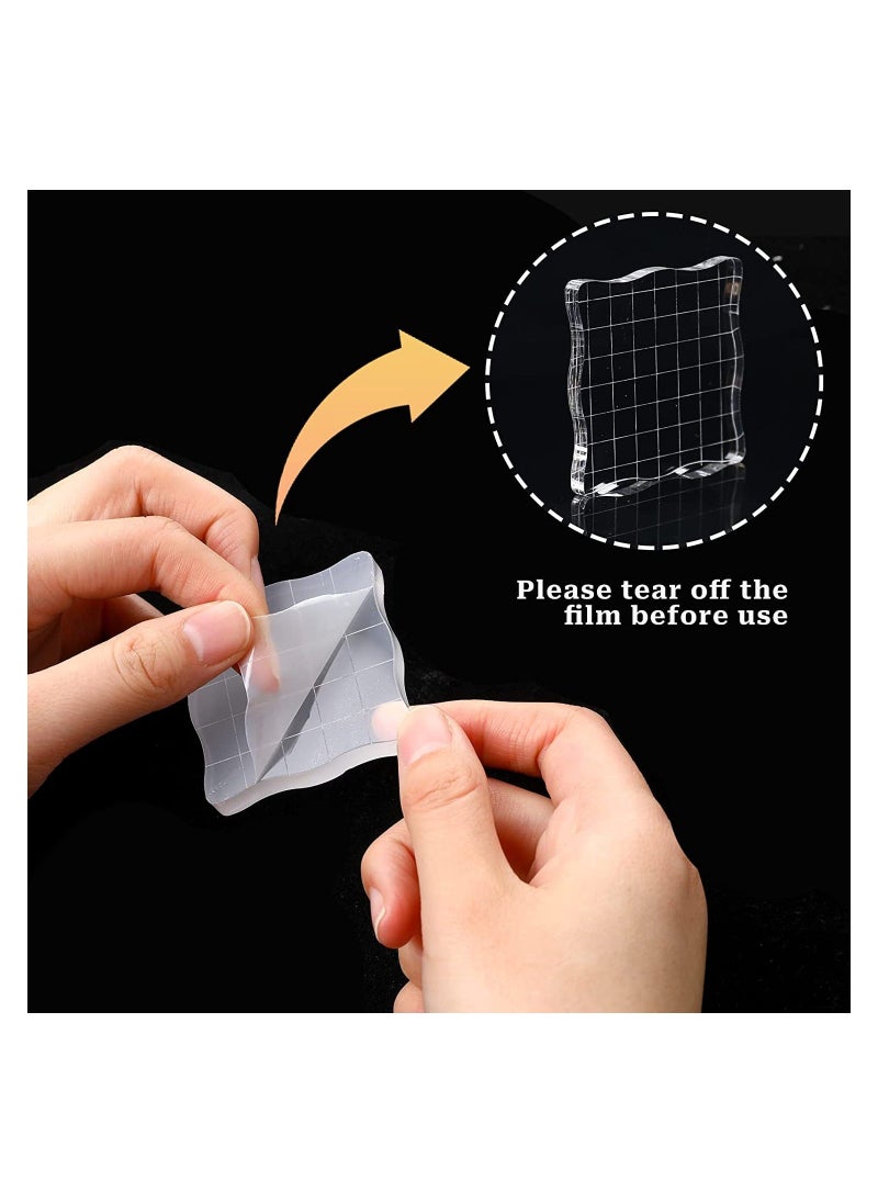Y&D - SYOSI Acrylic Stamp Block, Clear Stamps Block with Grid Lines, Assorted Sizes Blocks Decorative Blocks, for Scrapbooking Crafts Card Making, 6 Pcs - Image 1