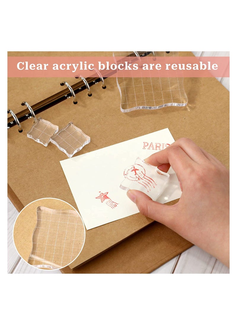 Y&D - SYOSI Acrylic Stamp Block, Clear Stamps Block with Grid Lines, Assorted Sizes Blocks Decorative Blocks, for Scrapbooking Crafts Card Making, 6 Pcs - Image 1