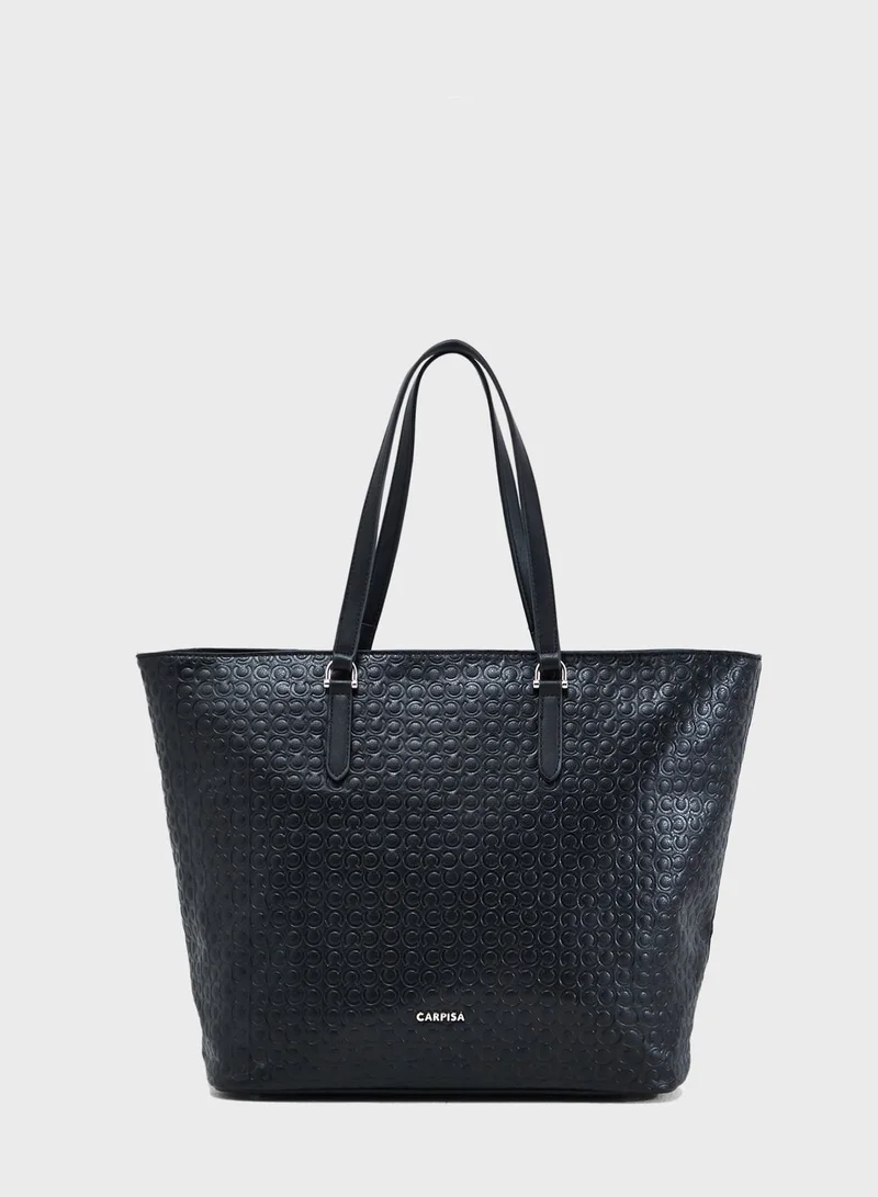 CARPISA Contrast Detail Printed Shopper