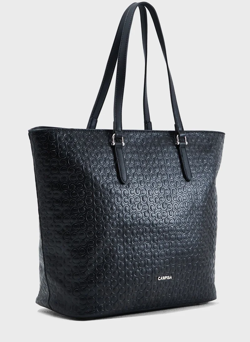 CARPISA Contrast Detail Printed Shopper