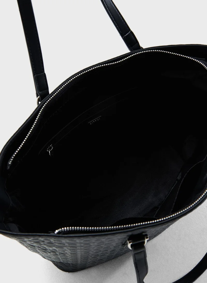 CARPISA Contrast Detail Printed Shopper