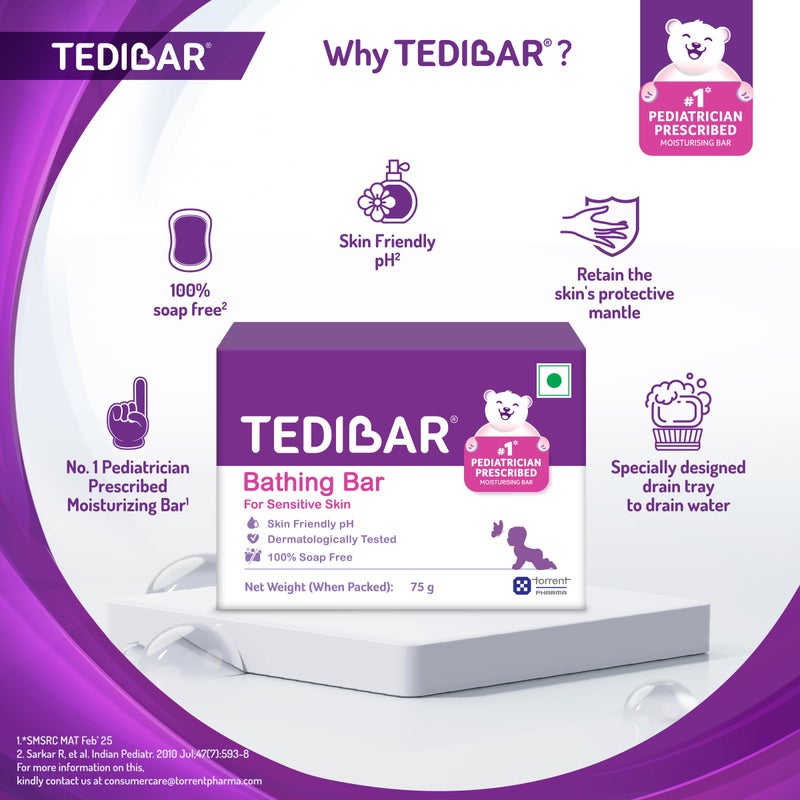TEDIBAR Curatio Tedibar Baby Bathing Bar 75gm - Image 3
