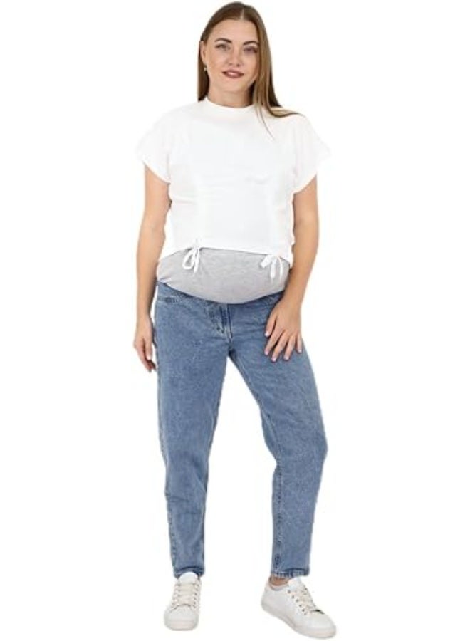 توباي بنطال بوي فريند للحوامل  – قصة مريحة وواسعة، بطن مرن، تصميم عصري يمنح راحة وأناقة طوال فترة الحمل - Image 5