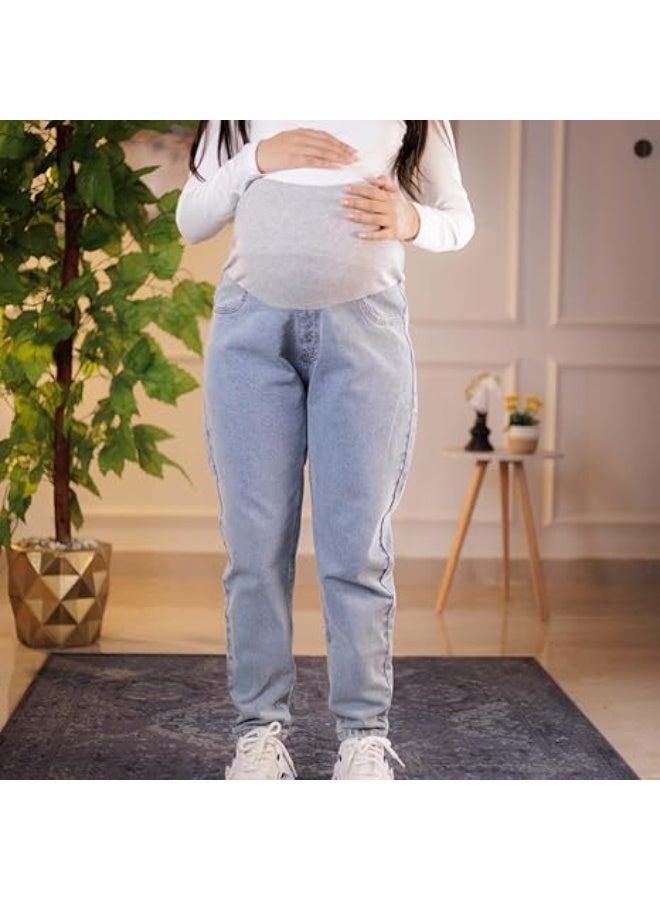 توباي بنطال بوي فريند للحوامل  – قصة مريحة وواسعة، بطن مرن، تصميم عصري يمنح راحة وأناقة طوال فترة الحمل - Image 3