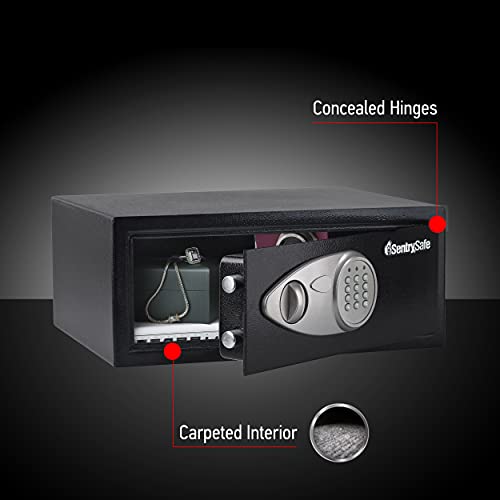 SentrySafe Shelf Safe with Digital Keypad Lock, Steel Safe with Interior Lining and Bolt Down Kit for Money, Jewelry, 0.78 Cubic Feet, 7.1 x 16.9 x 13.8 Inches, X075 - Image 5