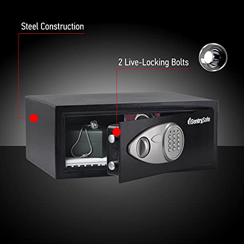 SentrySafe Shelf Safe with Digital Keypad Lock, Steel Safe with Interior Lining and Bolt Down Kit for Money, Jewelry, 0.78 Cubic Feet, 7.1 x 16.9 x 13.8 Inches, X075 - Image 4