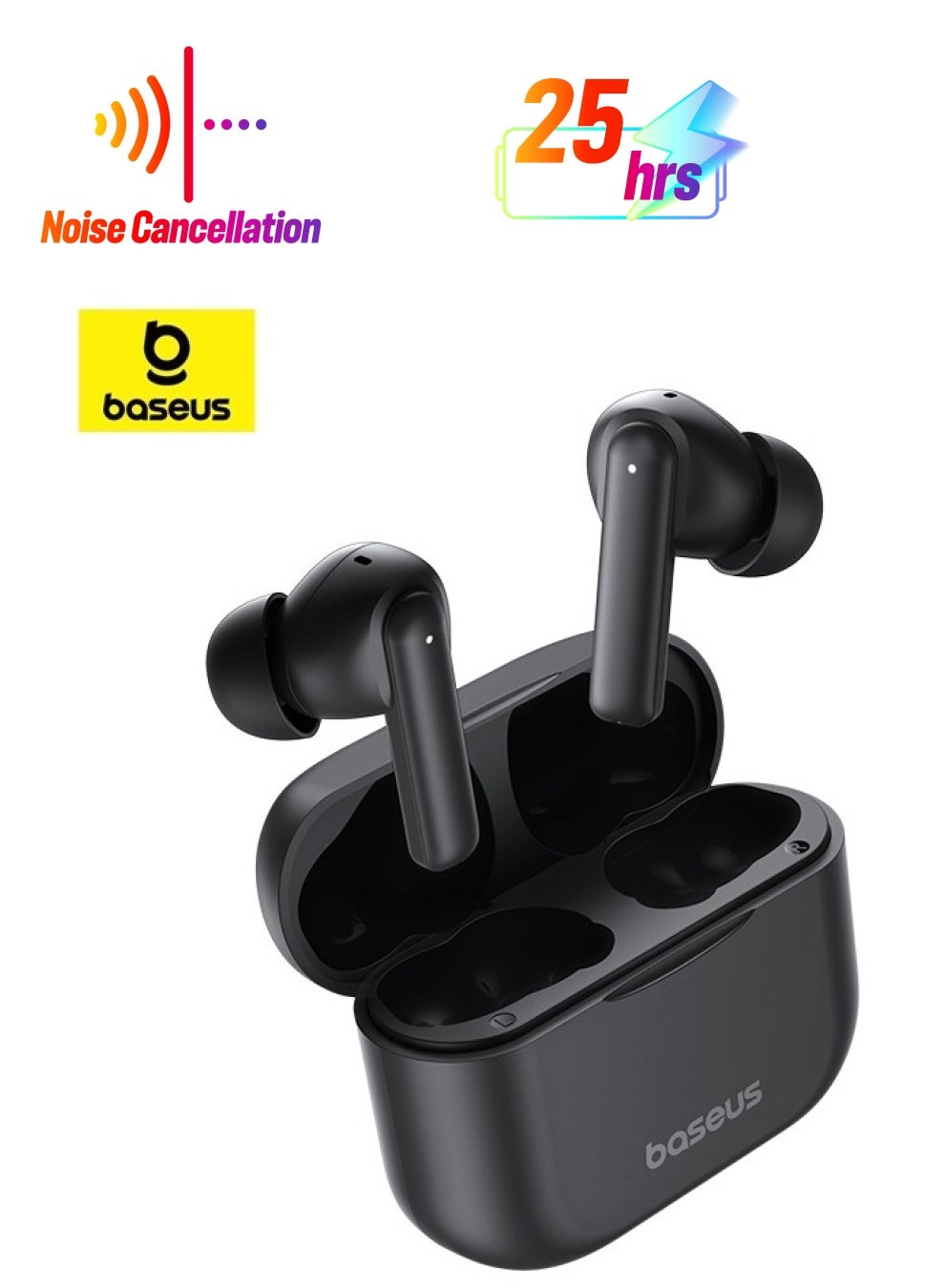 Wireless Earbuds Bluetooth 5.3 Bowie E17 Headphone In Ear Earphone ENC Mics Noise Isolation Headset 25H Long Battery Life Fast Charging 12mm Large Driver Black