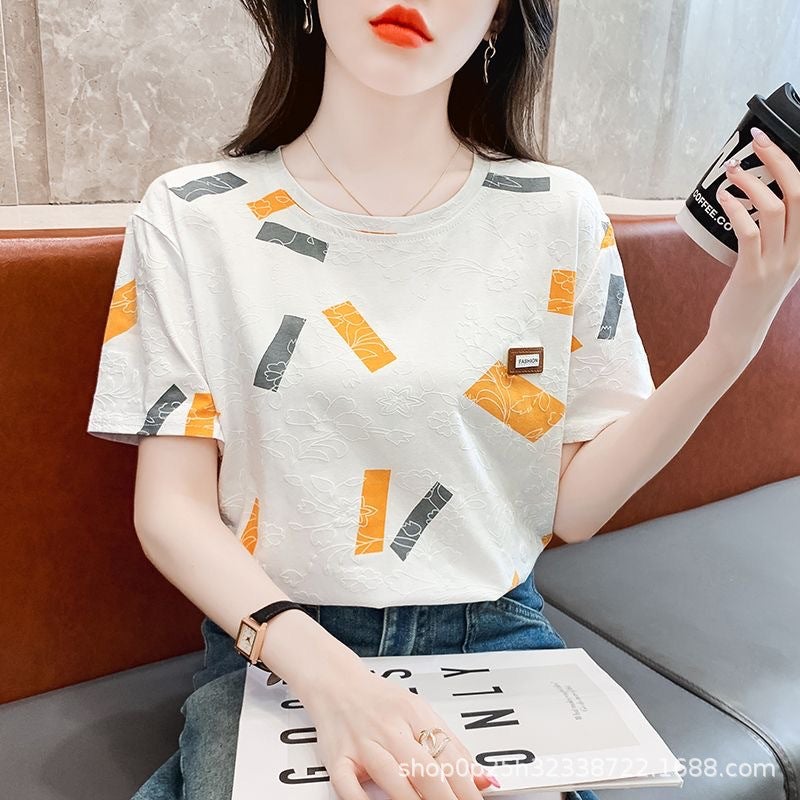White T-Shirt Women'S Short Sleeve Round Neck Loose T-Shirt Base Shirt All-Match Top Instagram Trend - Image 5