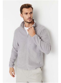 trendyol Grey Regular/Normal Cut Zippered Warm Thick Anti-pilling Fleece Sweatshirt TMNAW23HI00050  - Image 1