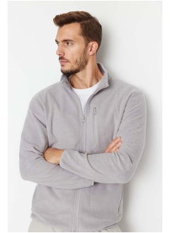trendyol Grey Regular/Normal Cut Zippered Warm Thick Anti-pilling Fleece Sweatshirt TMNAW23HI00050  - Image 3