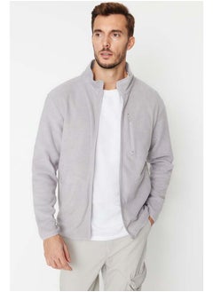 trendyol Grey Regular/Normal Cut Zippered Warm Thick Anti-pilling Fleece Sweatshirt TMNAW23HI00050  - Image 2