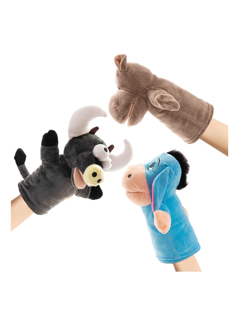 3-Pack 9.5-Inch Soft Plush Animal Hand Puppets for Kids - Ideal for Storytelling, Teaching, Role-Play, and Educational Fun for Toddlers, Boys, and Girls. Perfect Preschool Toy!  - Image 1