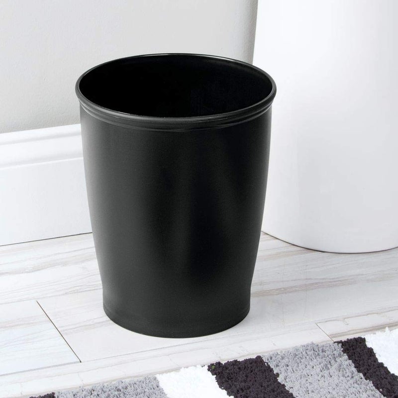 InterDesign iDesign - 93437 iDesign Kent Plastic Wastebasket, Small Round Plastic Trash Can for Bathroom, Bedroom, Dorm, College, Office, 8.25" x 10", Black - Image 3