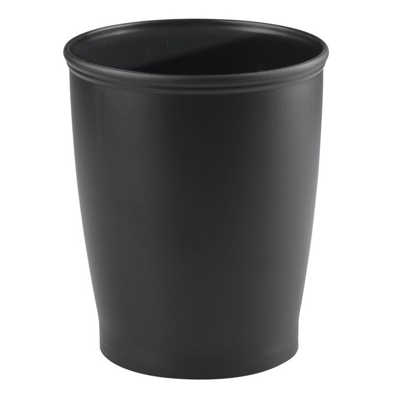 InterDesign iDesign - 93437 iDesign Kent Plastic Wastebasket, Small Round Plastic Trash Can for Bathroom, Bedroom, Dorm, College, Office, 8.25" x 10", Black - Image 1