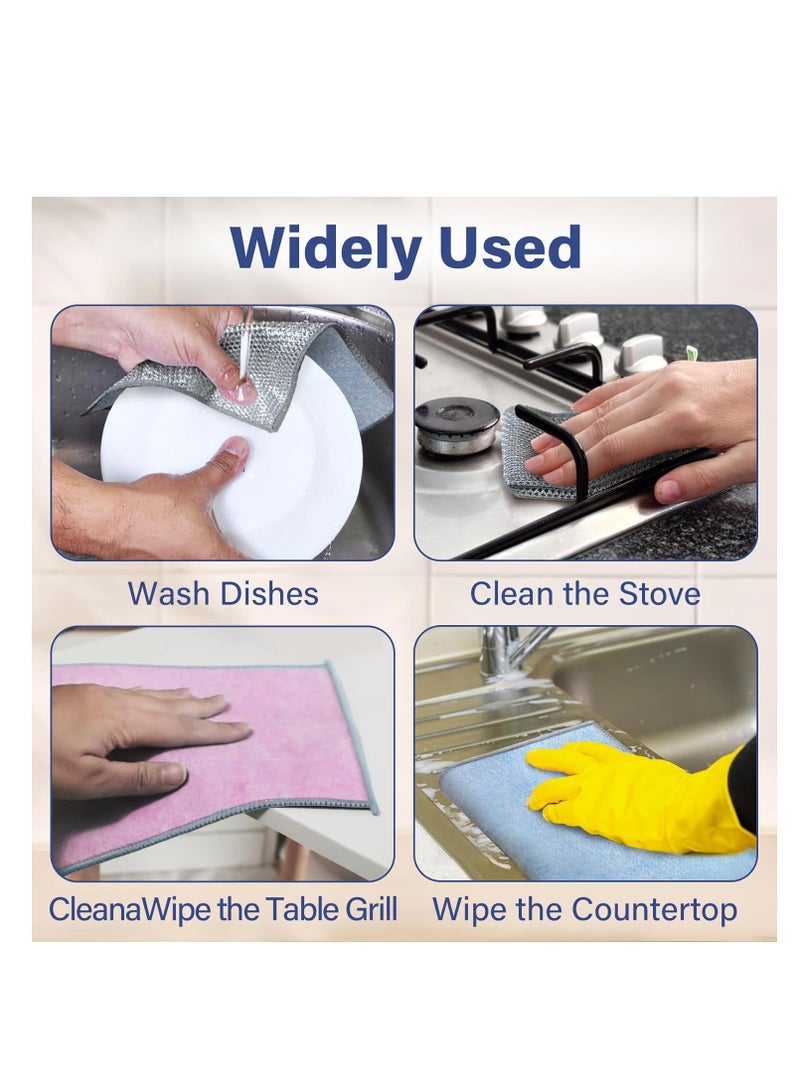 SYOSI Multipurpose Wire Dishwashing Rags for Wet and Dry, 6Pcs Wire Dishwashing Rags, Reusable Wire Miracle Cleaning Cloths, Easy to Rinse, Suitable for Kitchen, Tableware, Sink, Counter - Image 4