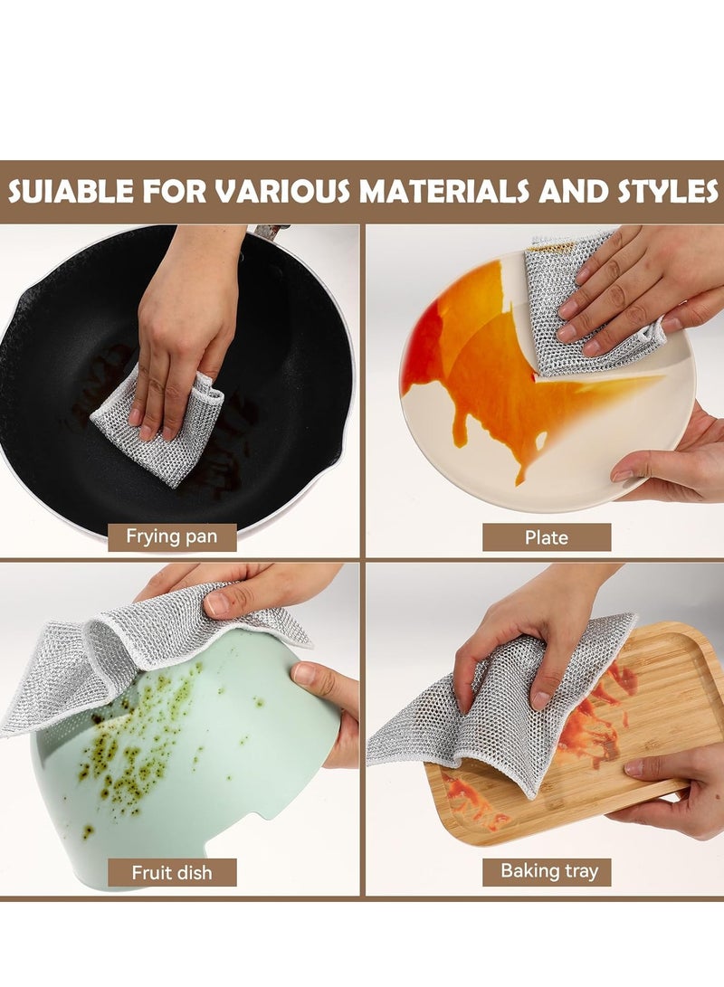 SYOSI Multipurpose Wire Dishwashing Rags for Wet and Dry, 6Pcs Wire Dishwashing Rags, Reusable Wire Miracle Cleaning Cloths, Easy to Rinse, Suitable for Kitchen, Tableware, Sink, Counter - Image 5