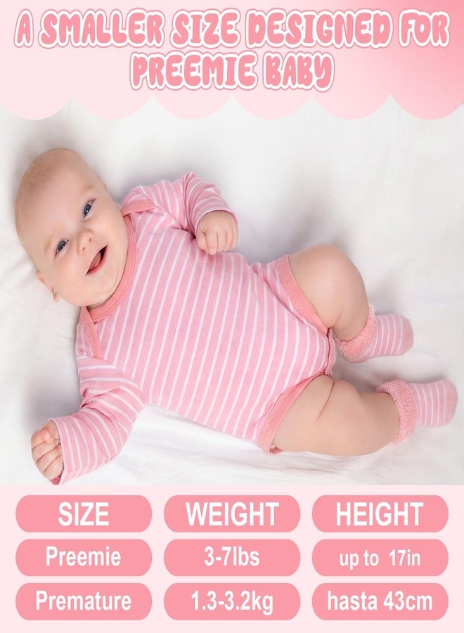 Glitopper 5 Pack Preemie Long Sleeve Bodysuit Preemie Layette Set Bodysuit Socks Set for Boys Girls NICU Gift (Stripes, Polka Dots,White and Pink) - Image 2