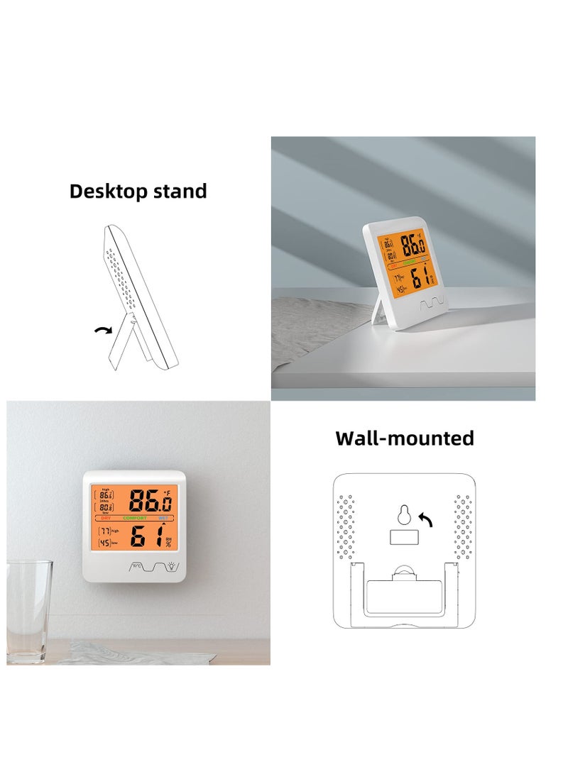 SYOSI 1 Pcs 4In Backlight Screen Hygrometer Indoor Thermometer Temperature and Humidity Room Gauge Indicator for Home Office Greenhouse Cellar Babyroom - Image 4