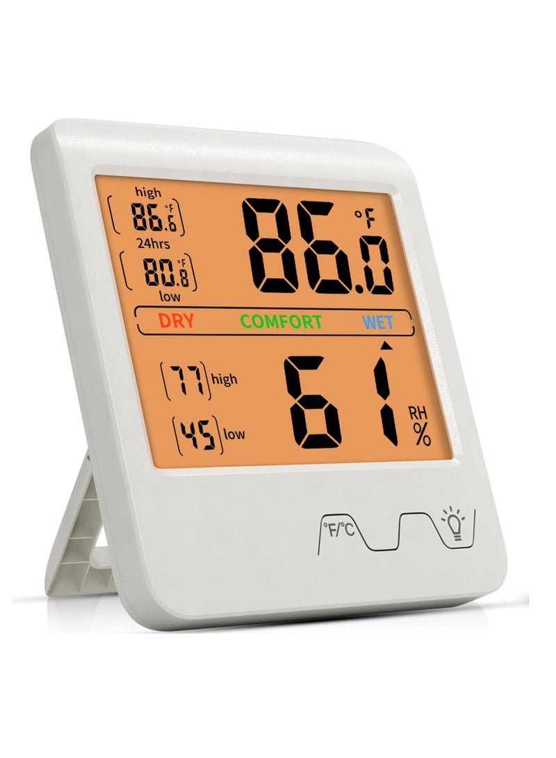 SYOSI 1 Pcs 4In Backlight Screen Hygrometer Indoor Thermometer Temperature and Humidity Room Gauge Indicator for Home Office Greenhouse Cellar Babyroom - Image 1