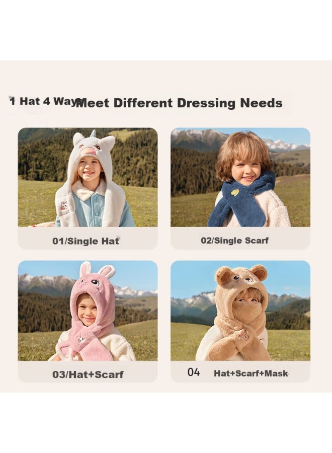 Lemonkid Children's Hat And Scarf Set, Thick Windproof Warm Ear-protecting Knitted Cap For Boys And Girls, Natural Brown Bear Design, Size S - Image 2