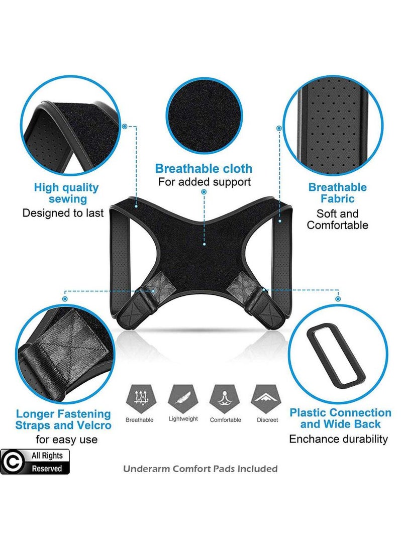KHAJUL Adjustable Posture Corrector for Men and Women – Back Brace with Shoulder and Spine Support – Breathable & Invisible Pain Relief for Neck, Shoulder (Black) - Image 3